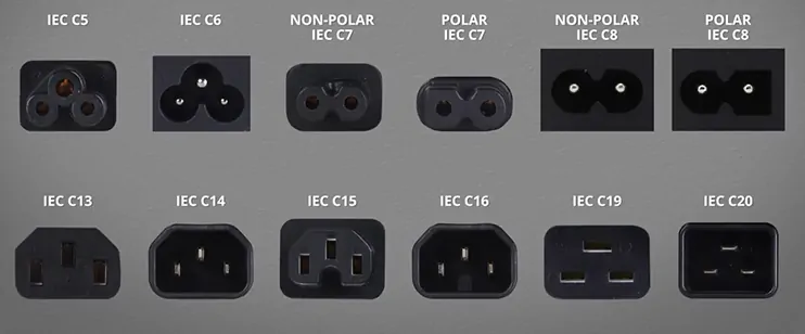 types of power cord IEC 60320 connectors