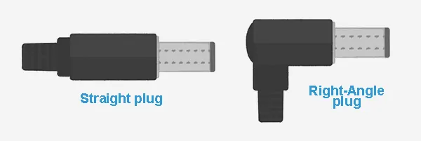 straight plug and right-angle plug configuration