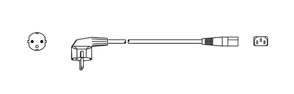 18 AWG European 3-Conductor Power Cord, Schuko CEE 7/7 to IEC 320 C13